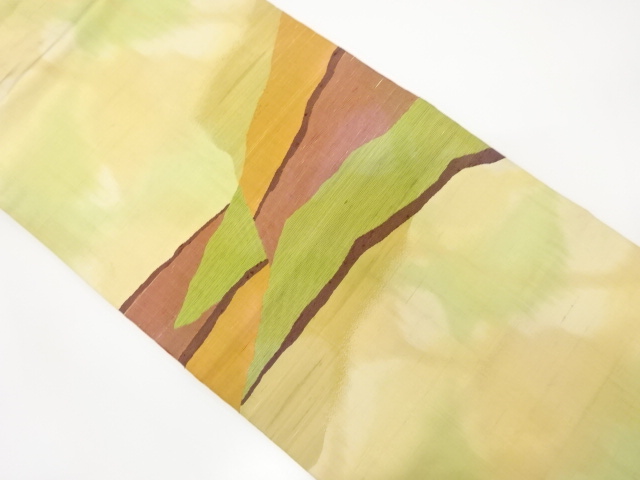 抽象山並模様織り出し　名古屋帯